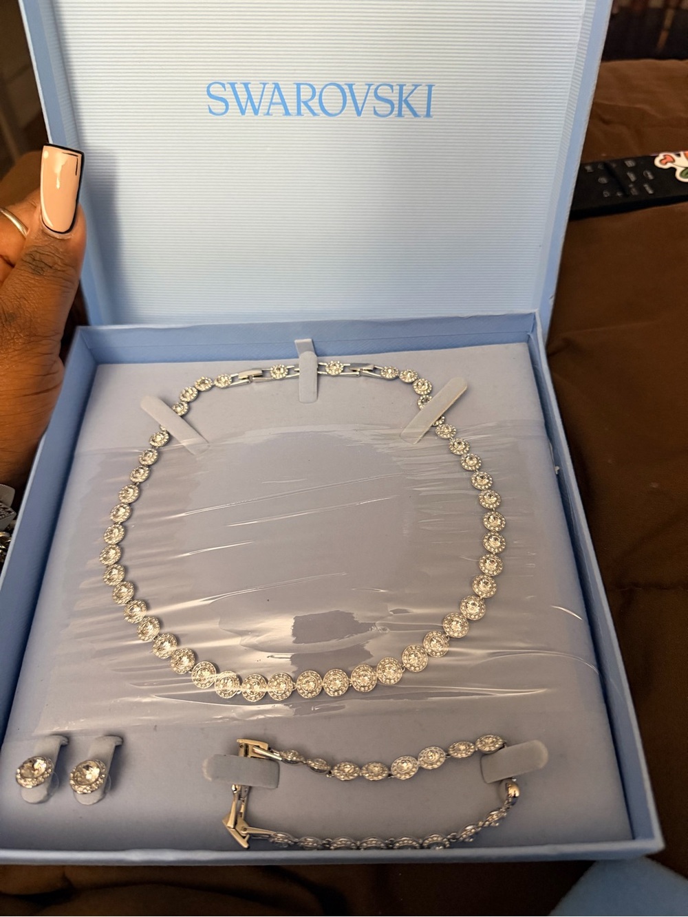Swarovski Silver Clear Crystal Necklace, Bracelet & Stud Earrings Set